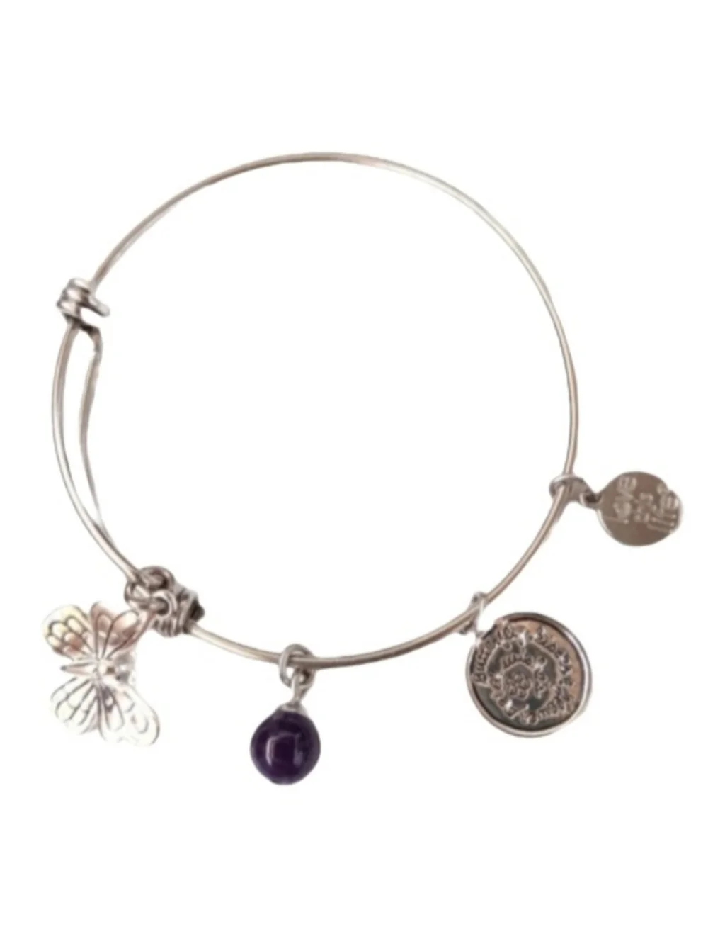 Love This Life Butterfly Charm Bangle Bracelet | EUC | Stainless Steel